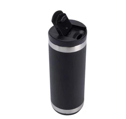 Copo Térmico Clean Inox Preto Com Tampa 550ml